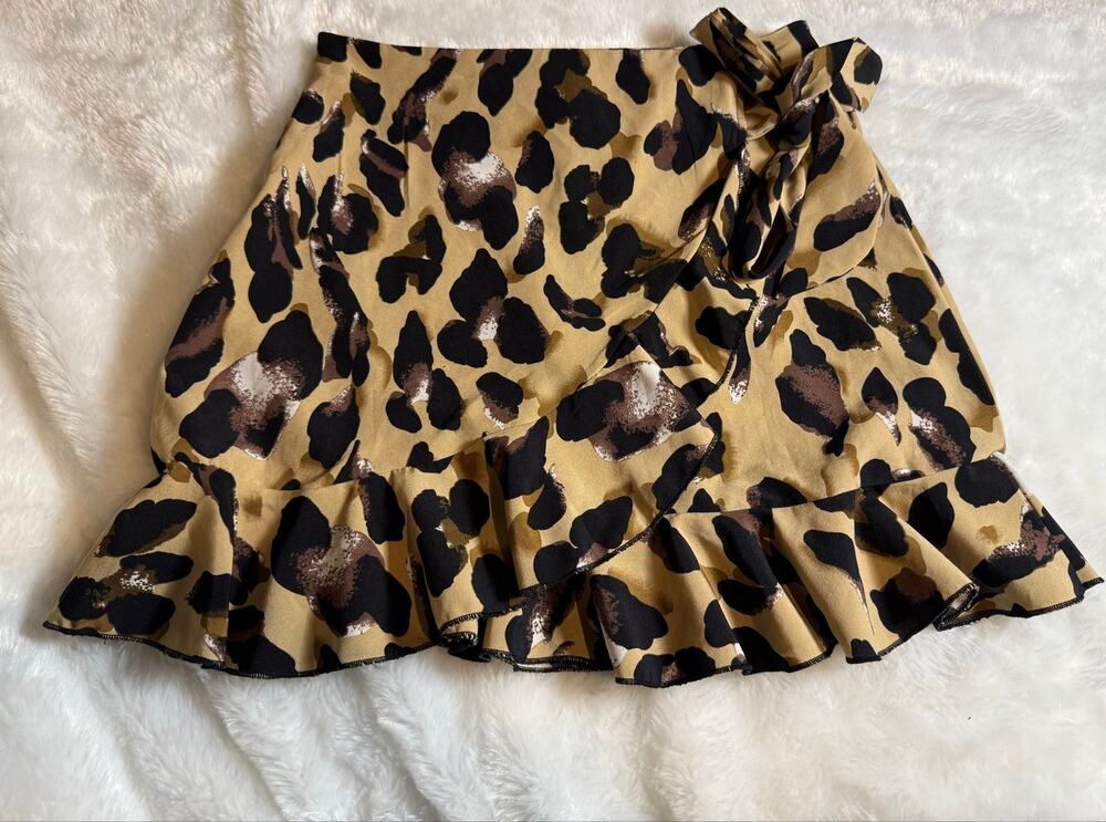 SHEIN cheetah print wrap skirt small